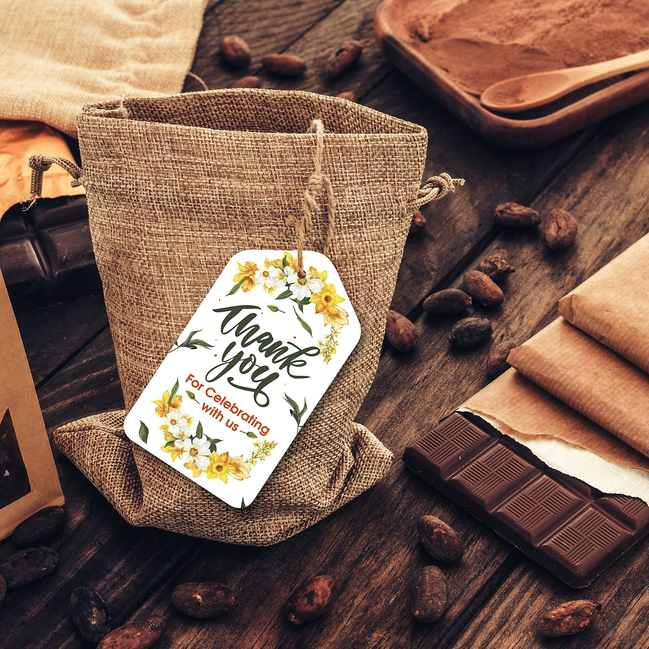 Clickedin - Thank You Tags For Packaging, Customized Packing Tags For Small Business 500 Pieces With Natural Jute Twine