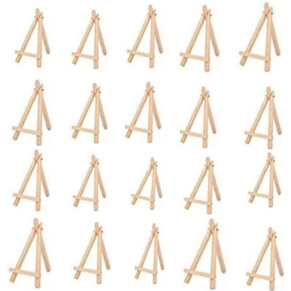 Grandink 6Inch (Pack Of 20) Mini Wood Display Easel, Natural Wooden Tripod Holder Stand For Displaying Small Canvases, Business Cards, Photos