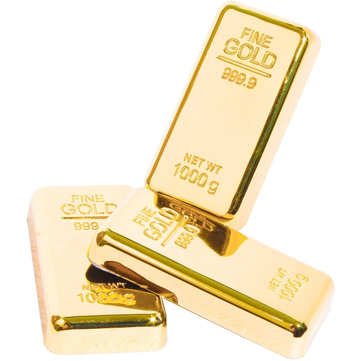 Zahepa Gold Bar Paper Weight For Office Table, Stylish Gift For Men & Women, Fancy Gifts For Birthday, Anniversary, Jewellery Shop Decoration (8 X 4 X 1 Cm, Pack Of 3)