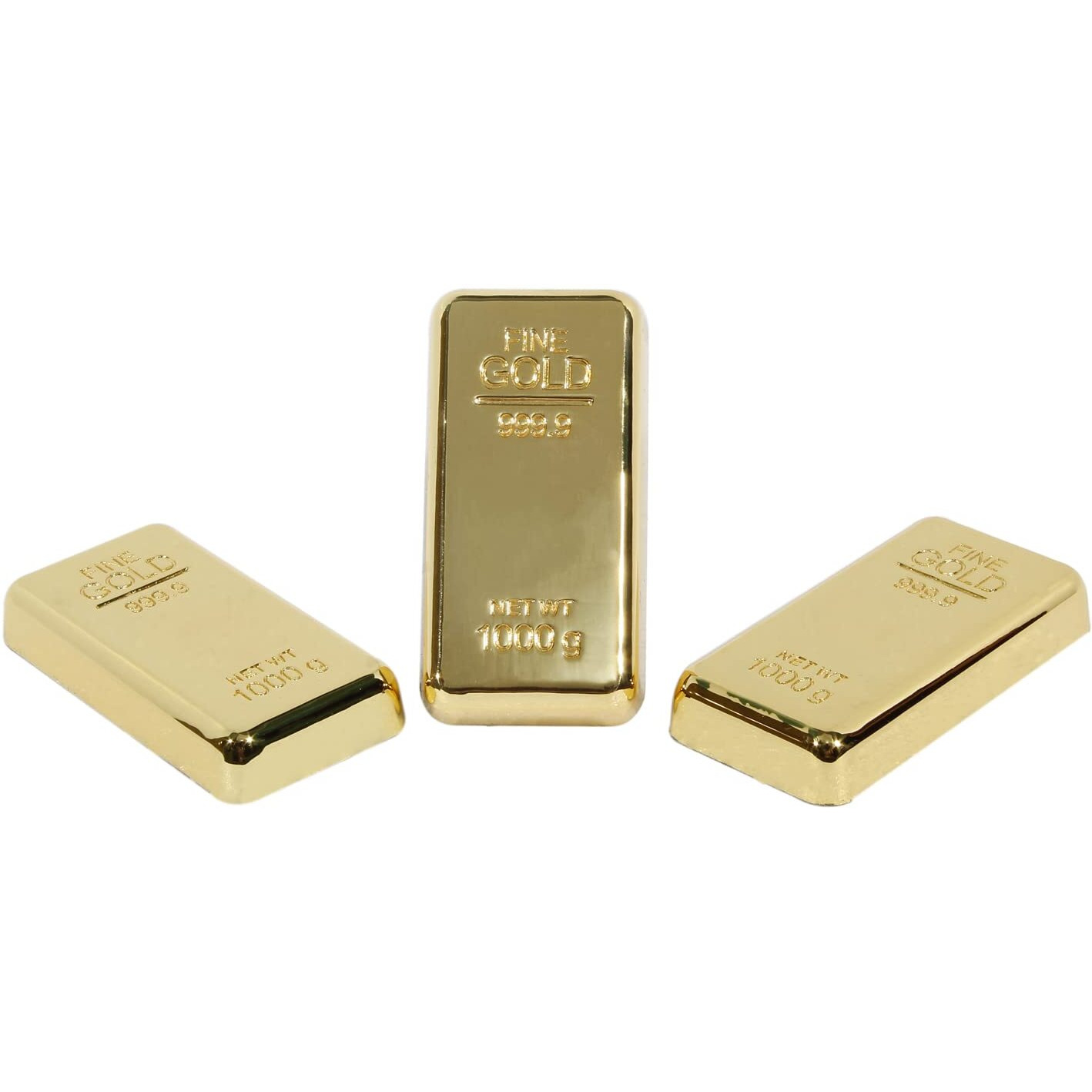 Zahepa Gold Bar Paper Weight For Office Table, Stylish Gift For Men & Women, Fancy Gifts For Birthday, Anniversary, Jewellery Shop Decoration (8 X 4 X 1 Cm, Pack Of 3)