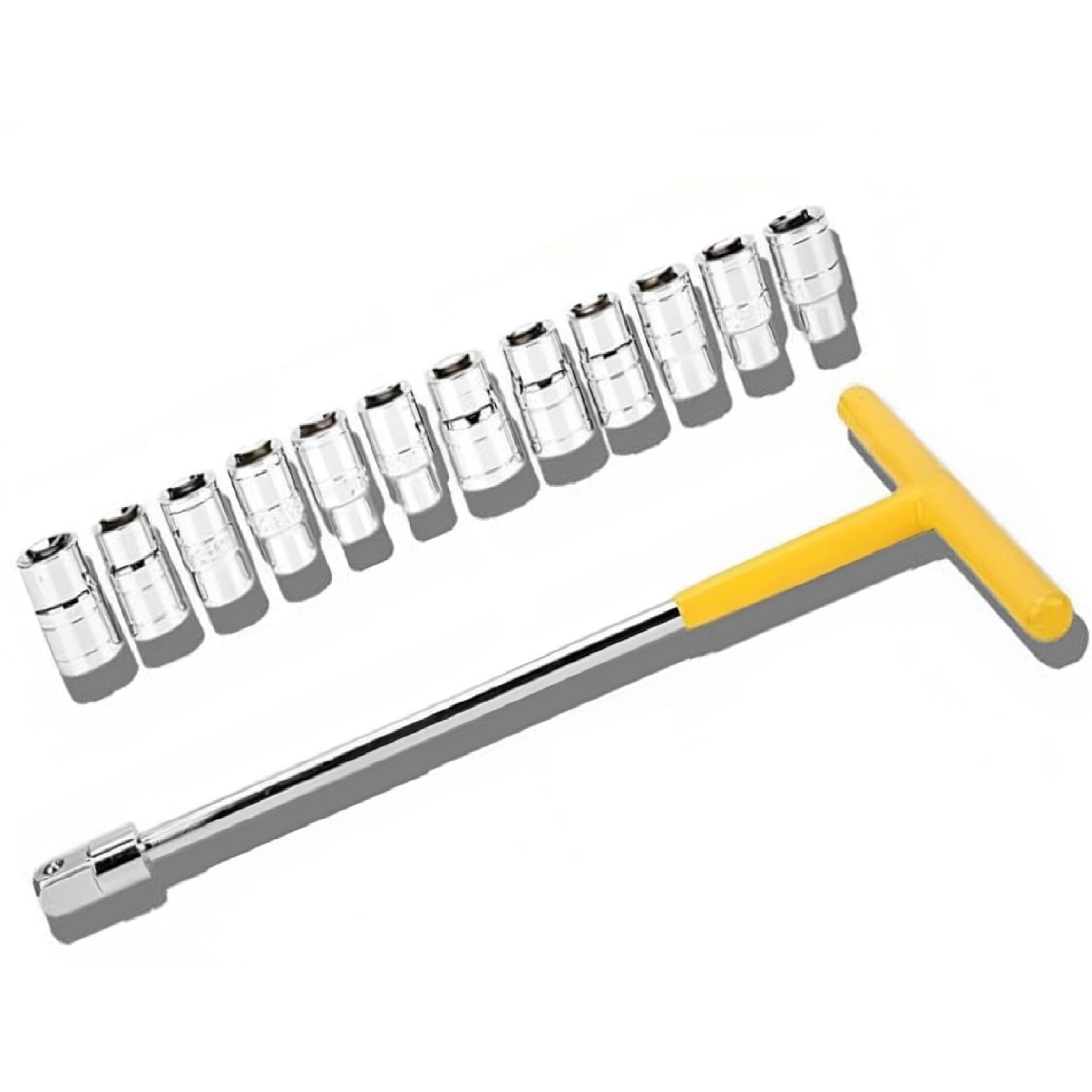 Sne Tianfeng 13Pcs Vehicle Car T Shaped Handle Wrench Spanner With 8-19Mm 1/2 Socket Tool Set, Hex