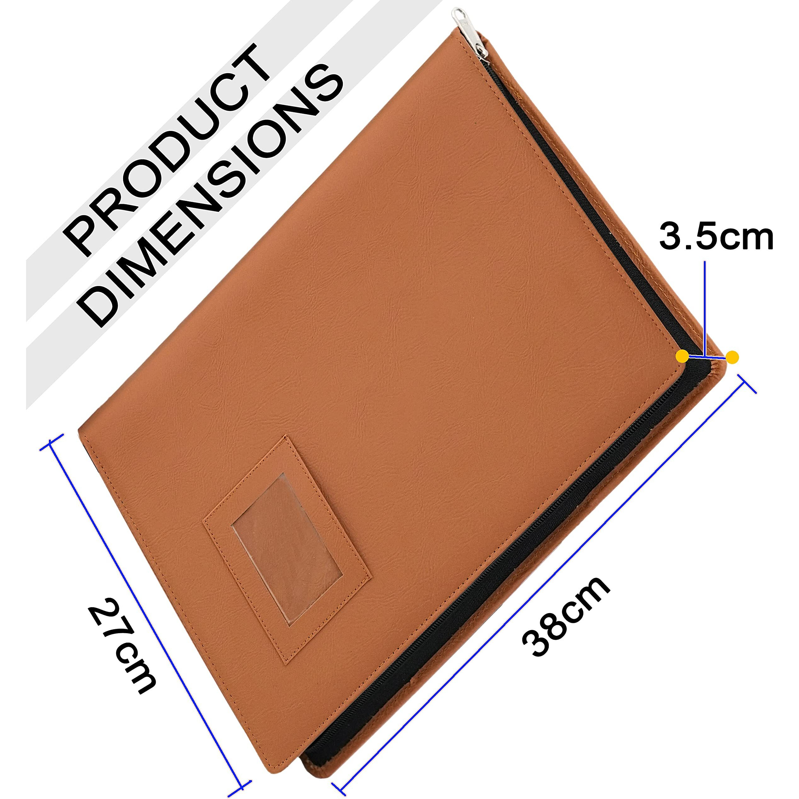 Storite Pu Leather Multipurpose 20 File Sleeve A4 Professional Files And Folders, Certificate, Legal Size Documents Holder For Home, Office, School (38 * 27Cm)-Tan Brown