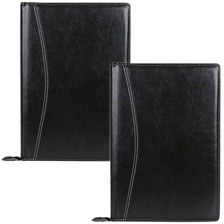 Amazinghind Leatherette Material Professional Pack Of 2 File Folders For Certificates, Documents Holder (B4, B4Black_20Leafs)