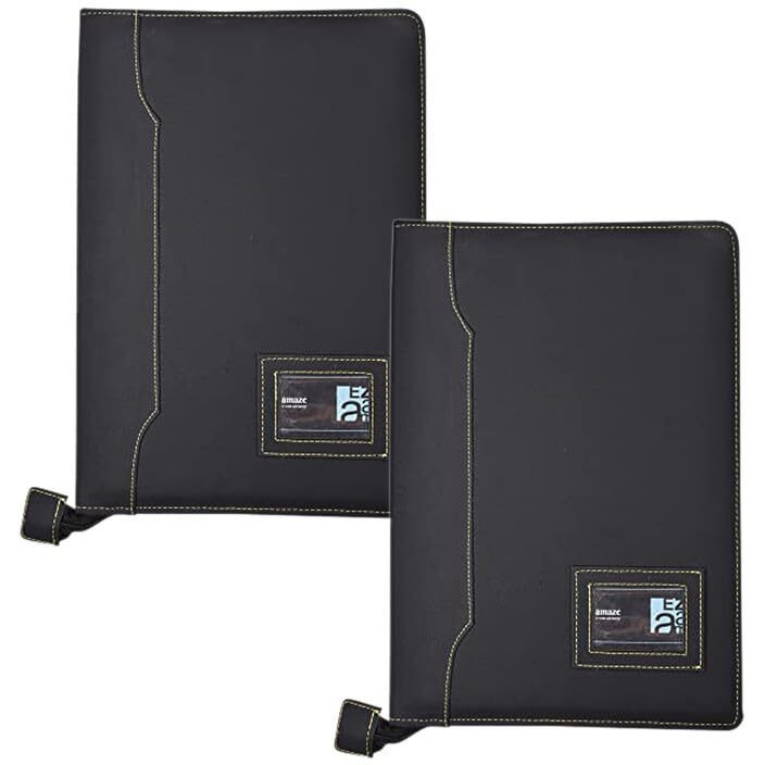 Amazinghind Leatherette Pack Of 2 Files For Certificates, Documents Holder (B4, Black_20 Leafs)- Pack Of 2