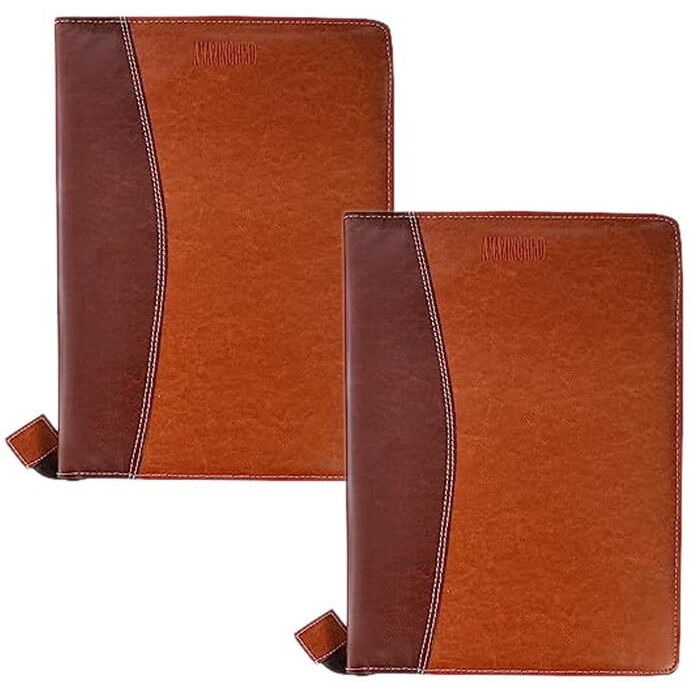 Amazinghind Leatherette Pack Of 2 Files Folders For Documents, Certificate File Holder To Store Your Documents (B4, Brown Mix_20 Leafs)