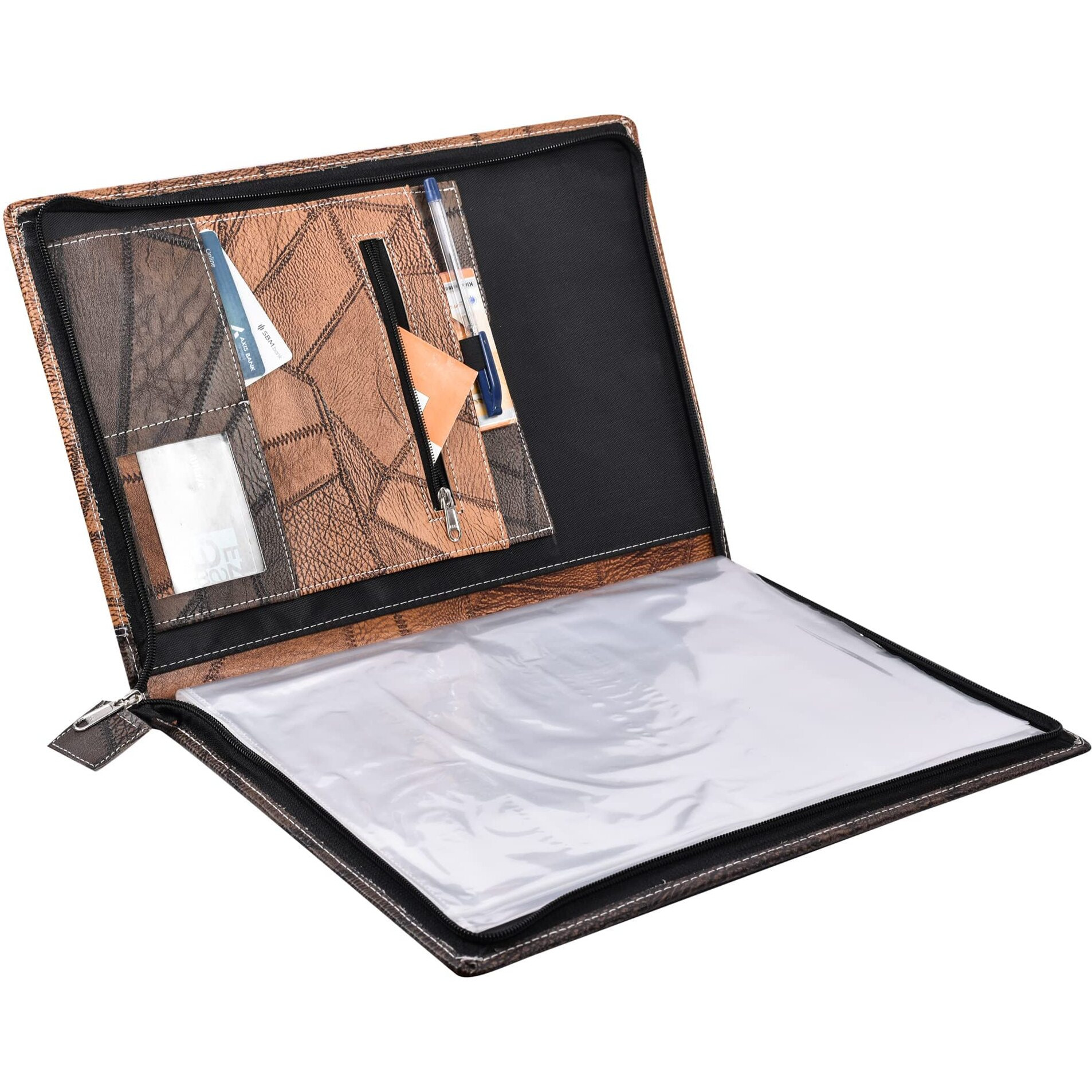 Amazinghind Leatherette Material Professional Pack Of 2 File Folders For Certificates, Documents Holder, A4 Size(, Grey Brown_20 Leafs)