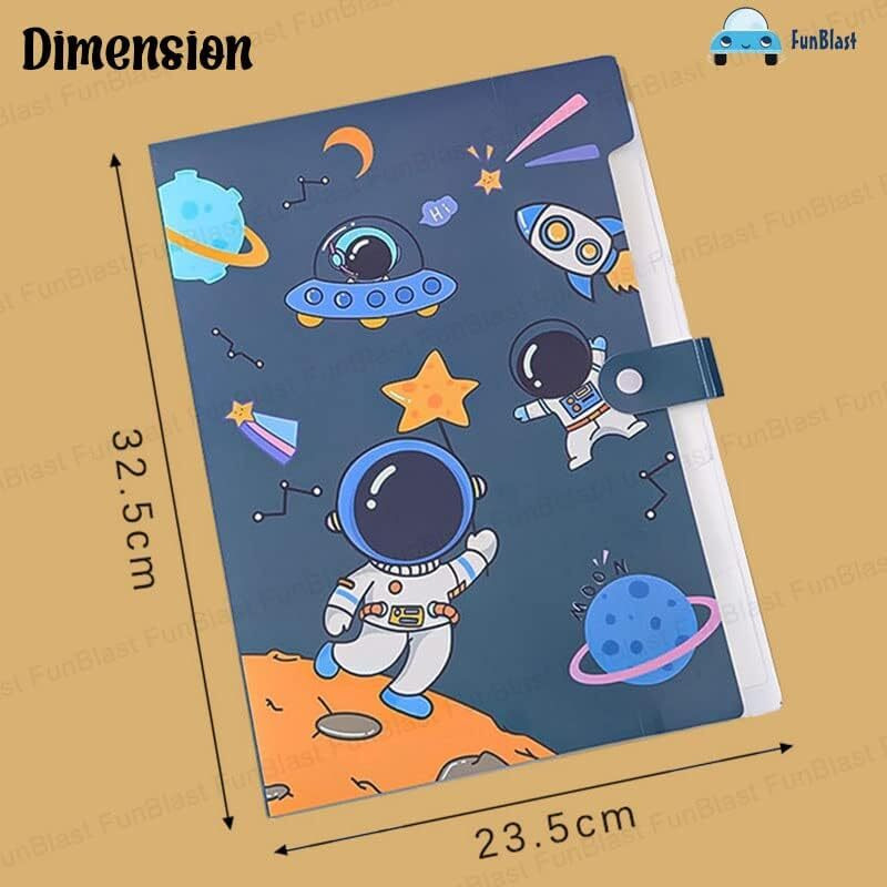 Funblast Space Theme A4 Paper File Folder With Button Lock Pack Of 12 Pcs Space Theme Certificates Holder With 6 Pockets, Office Documents File, Expandable Folders For Documents (Multicolor)