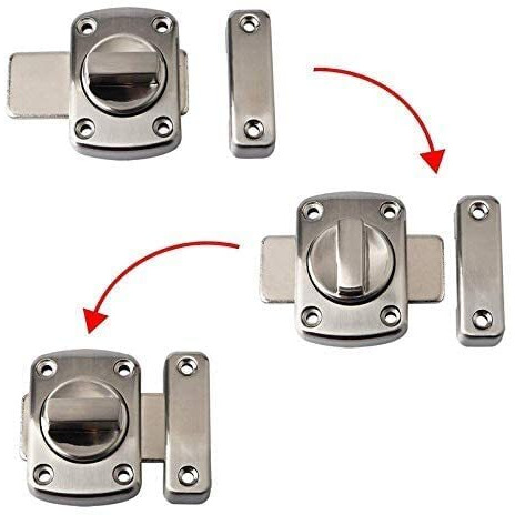 Mhs Baby Latch Regulator Type Door Lock Rotate Zinc Alloy Superbolt Latch For Bathroom Toilet Shop Glass Door With Screws (Pack Of 12, Silver)
