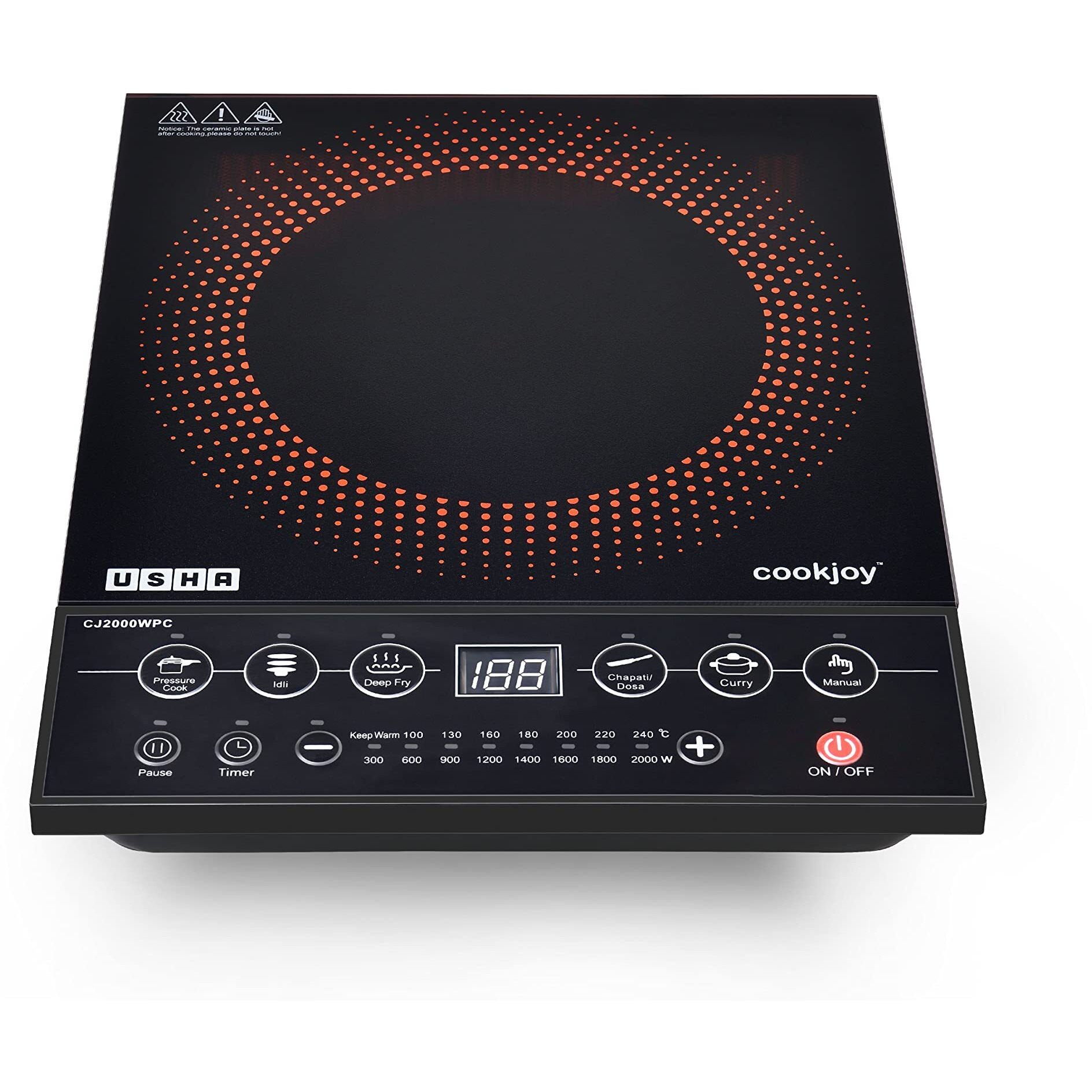 Usha Cookjoy (Cj2000Wpcn) 2000 Watt Induction Cooktop (Black), Sealed