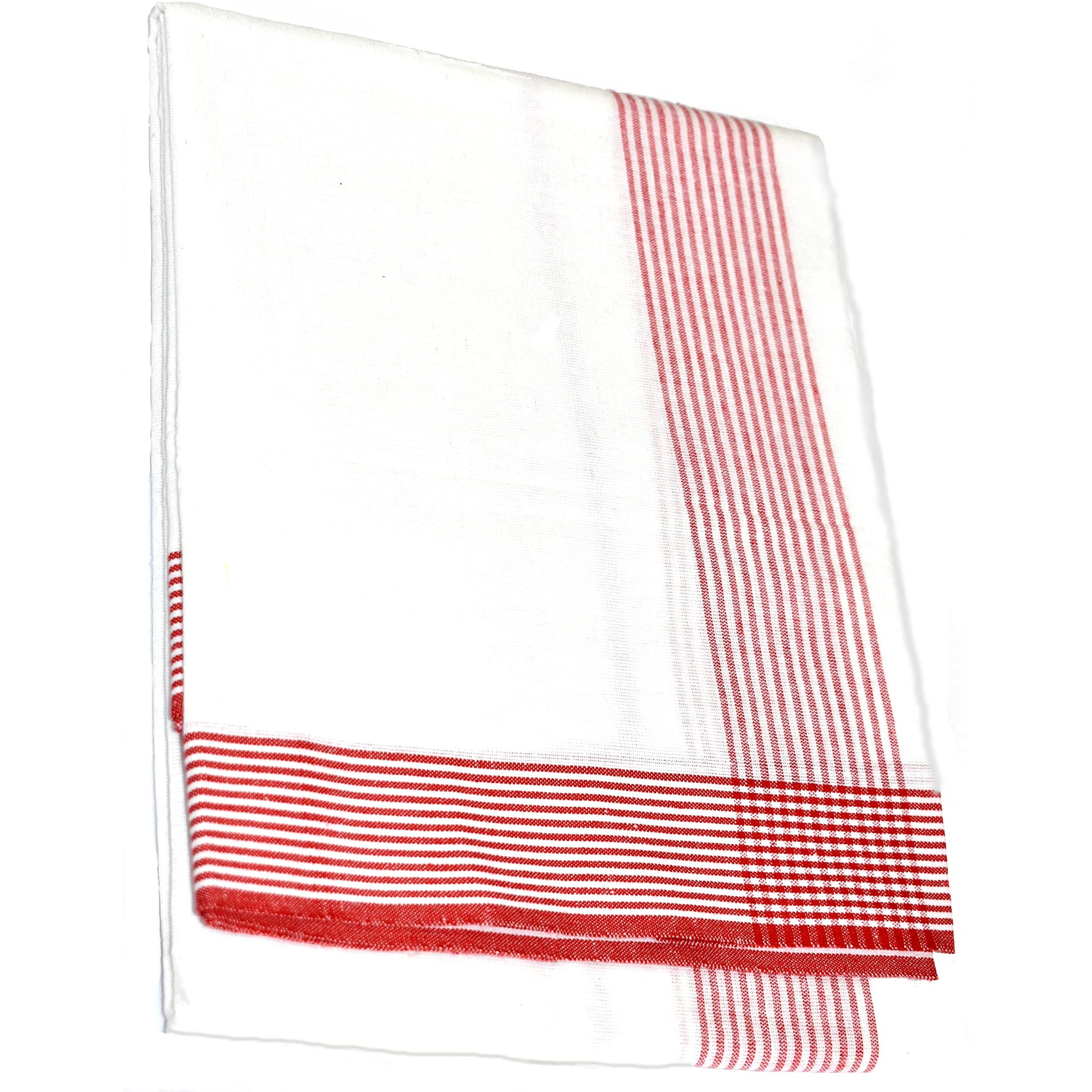 Tuni Mani Men's Cool Cotton Dhoti Plain Solid/Length 2.0M (Pack Of 2) (30 Red & White (Rb))