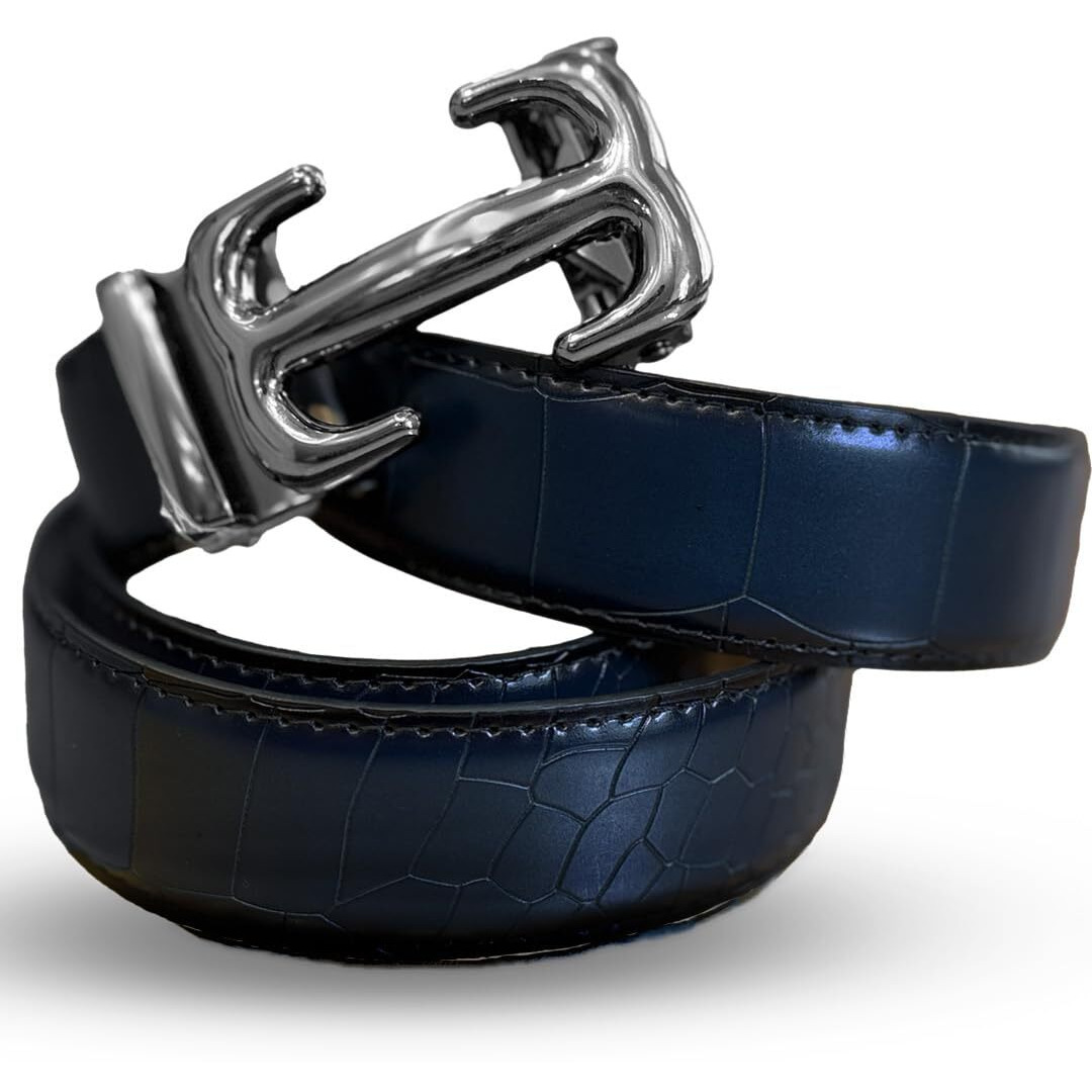 Contacts Genuine Leather Belt For Men With Autolock Buckle - Micro Adjustable Belt Fit Everywhere | Formal & Casual | Elegant Gift Box (Black)
