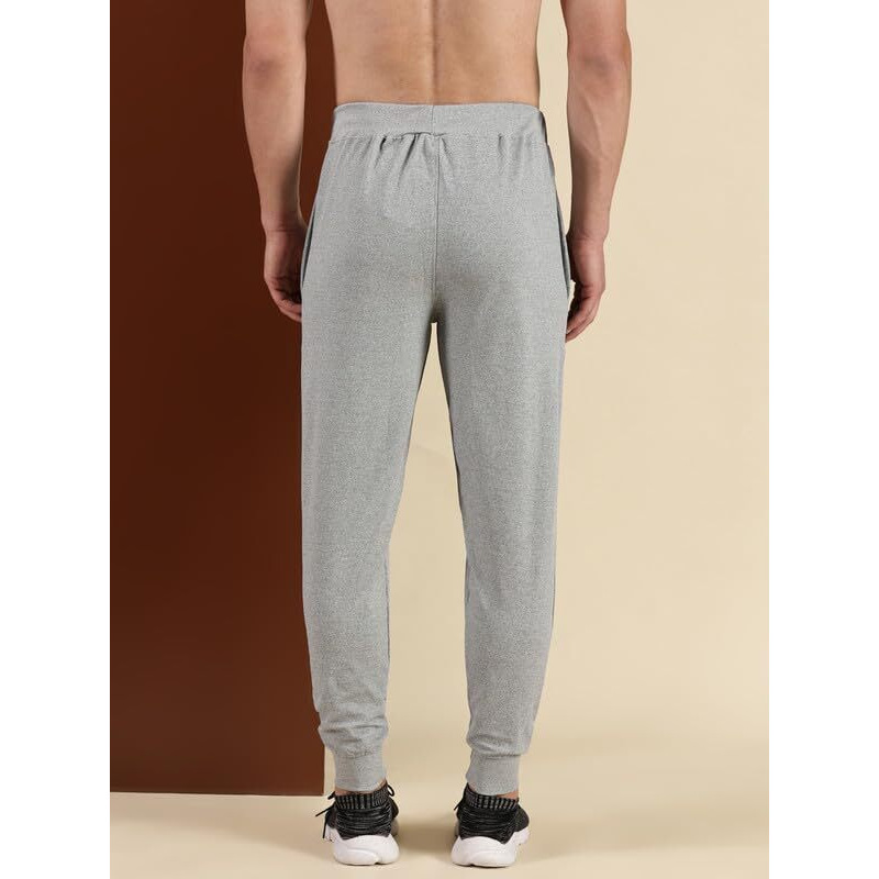 Chopper Club Men's Joggers In Medium Thick Polyester Stretchable Fabric In Slim Fit Sweatpants Light Grey Melange S