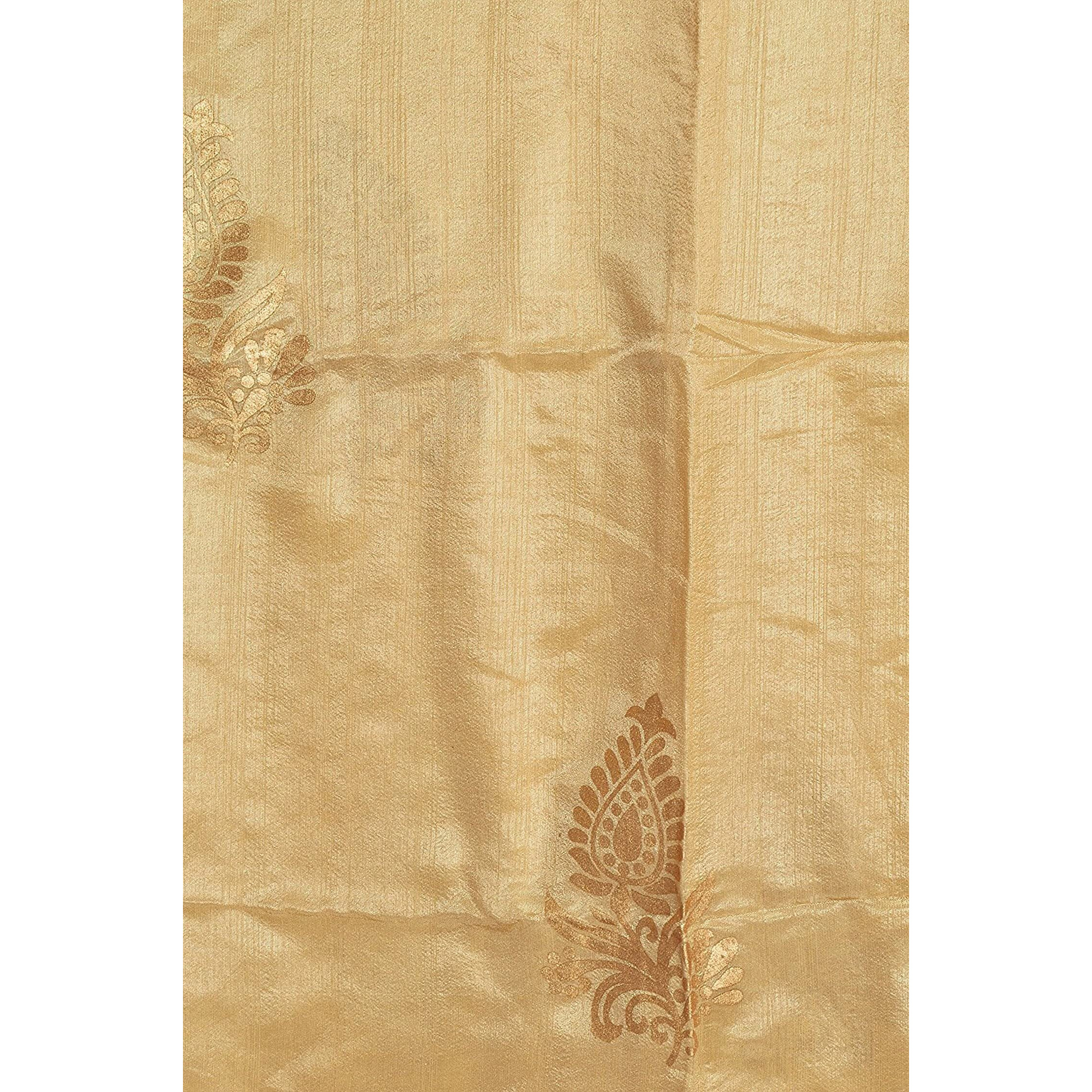 Youthquake Silk Golden Block Print Dupatta With Golden Border For Womens & Girls (Gold)