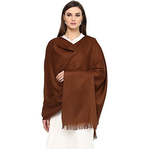 Pashtush Women's Fine Wool Jacquard Shawl, Faux Pashmina, Australian Merino Wool, Soft And Warm (Coffee)