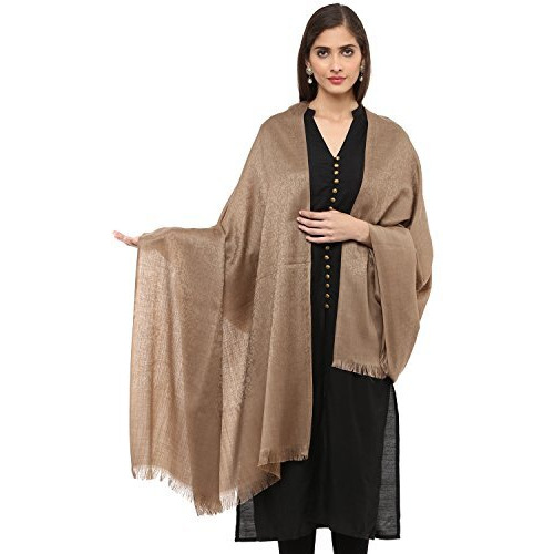 Pashtush Women's Fine Wool Jacquard Shawl, Faux Pashmina, Australian Merino Wool, Soft And Warm (Walnut Brown)