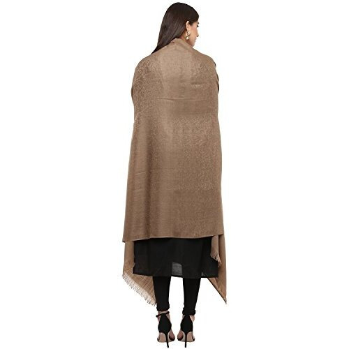 Pashtush Women's Fine Wool Jacquard Shawl, Faux Pashmina, Australian Merino Wool, Soft And Warm (Walnut Brown)