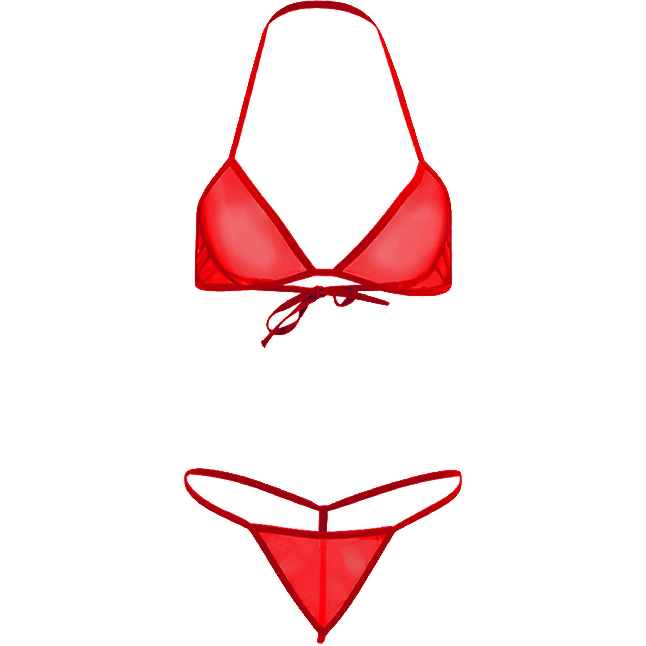Xs And Os Women Sheer Net Bra Panty Lingerie Set (Red-Black, Free Size)