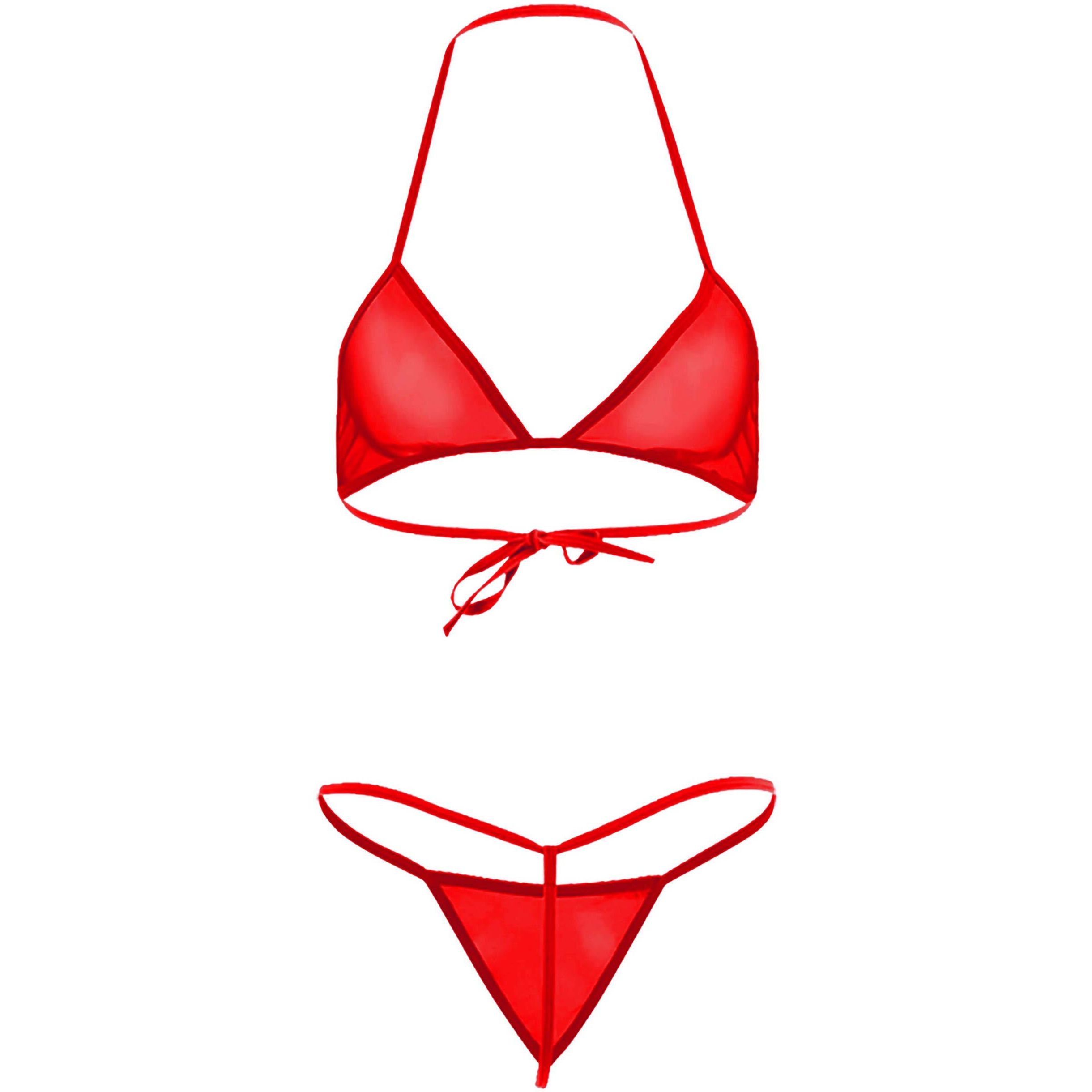Xs And Os Women Sheer Net Bra Panty Lingerie Set (Red-Black, Free Size)