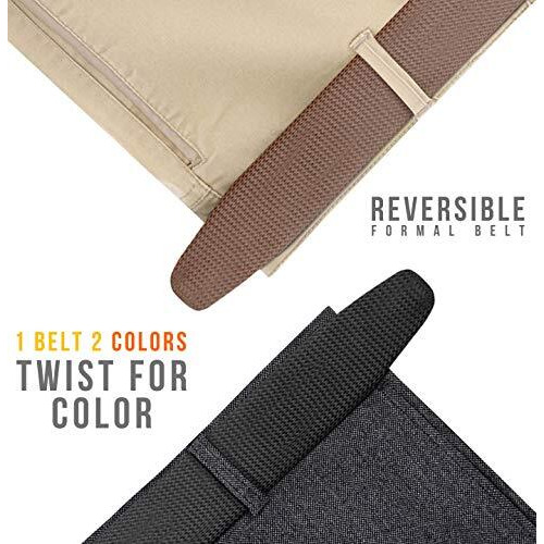 Scharf Men's Vegan Leather Reversible Stitched Belt (Black, Brown, 42)