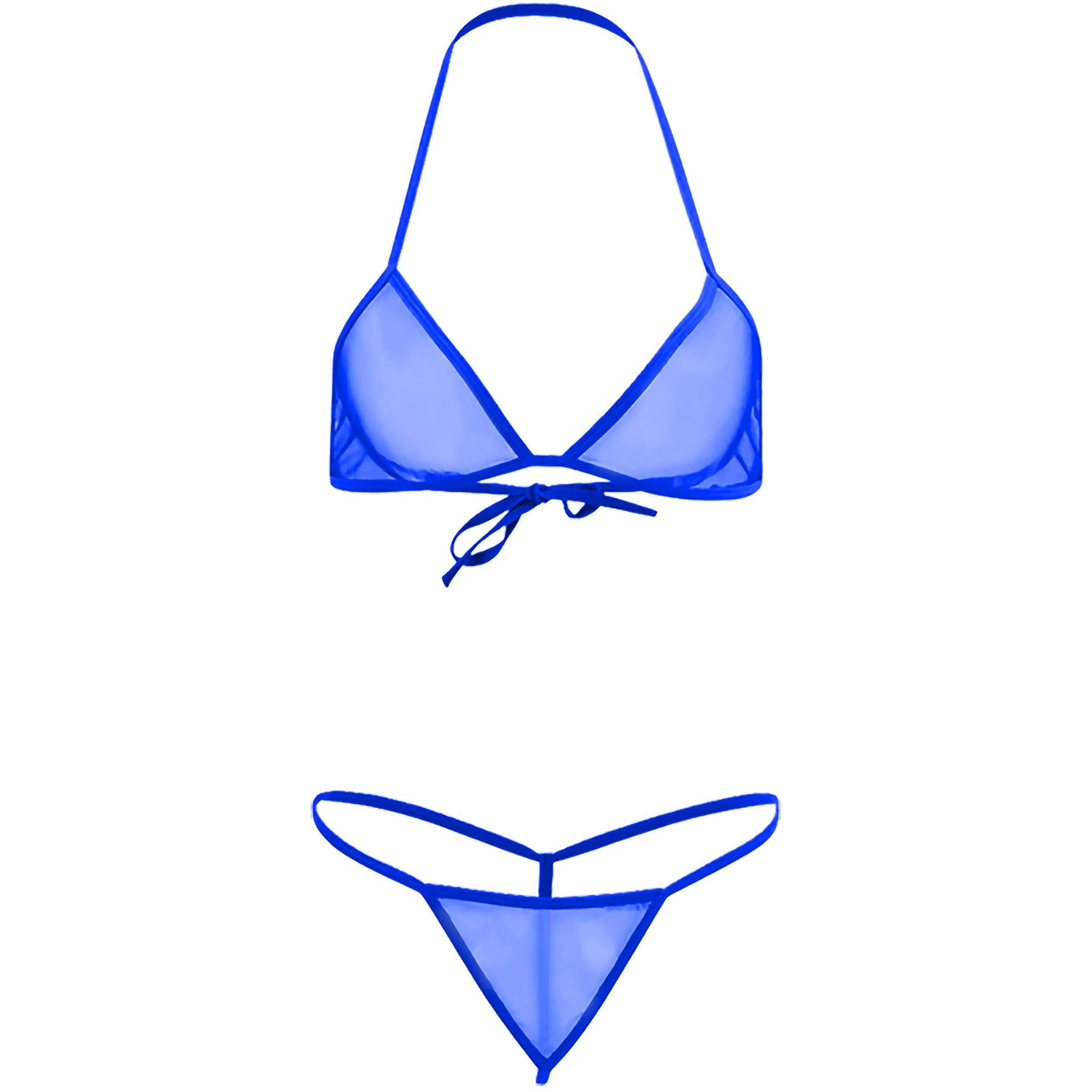 Xs And Os Women's Sheer Net Bra Panty Lingerie Set (Royal Blue, Free Size)