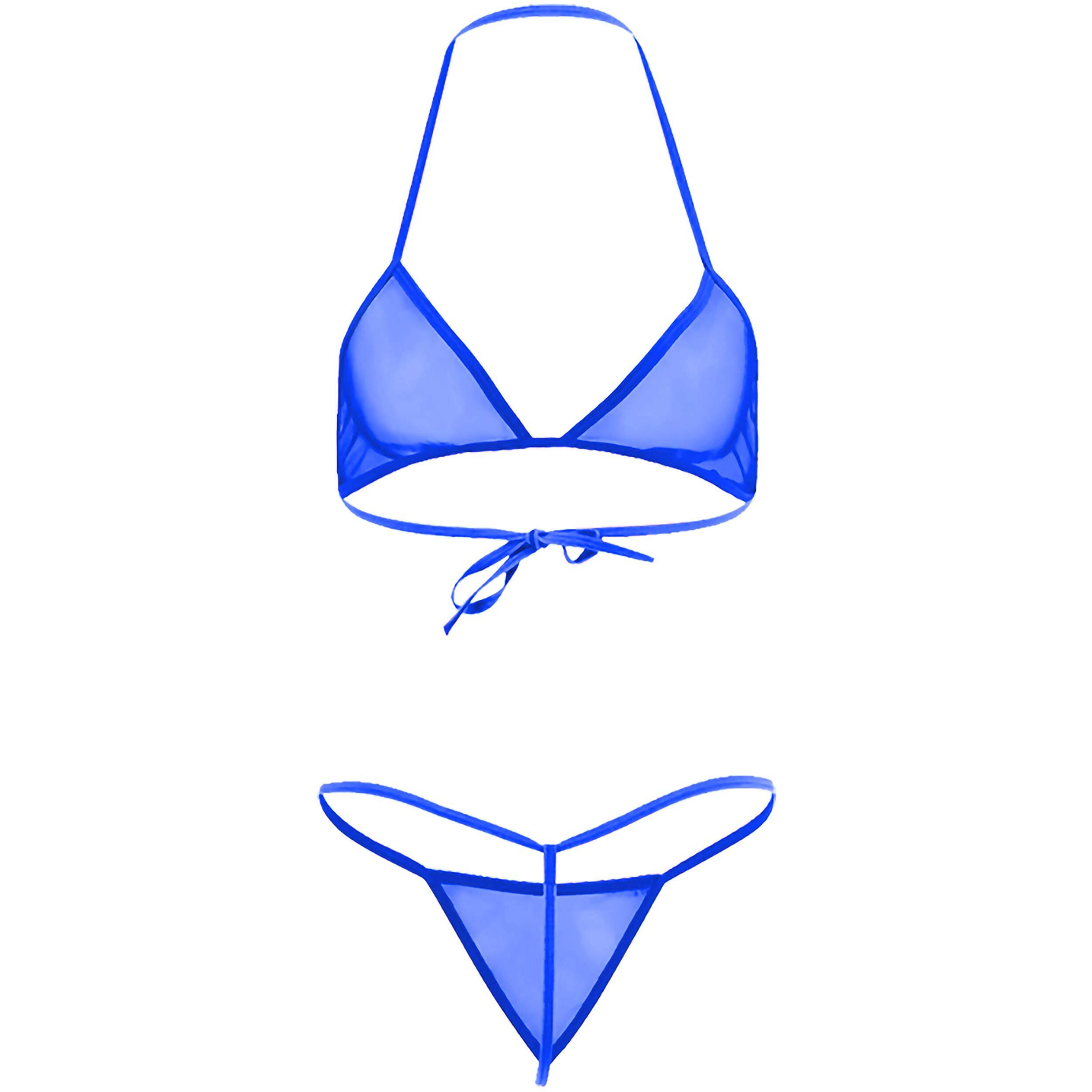 Xs And Os Women's Sheer Net Bra Panty Lingerie Set (Royal Blue, Free Size)