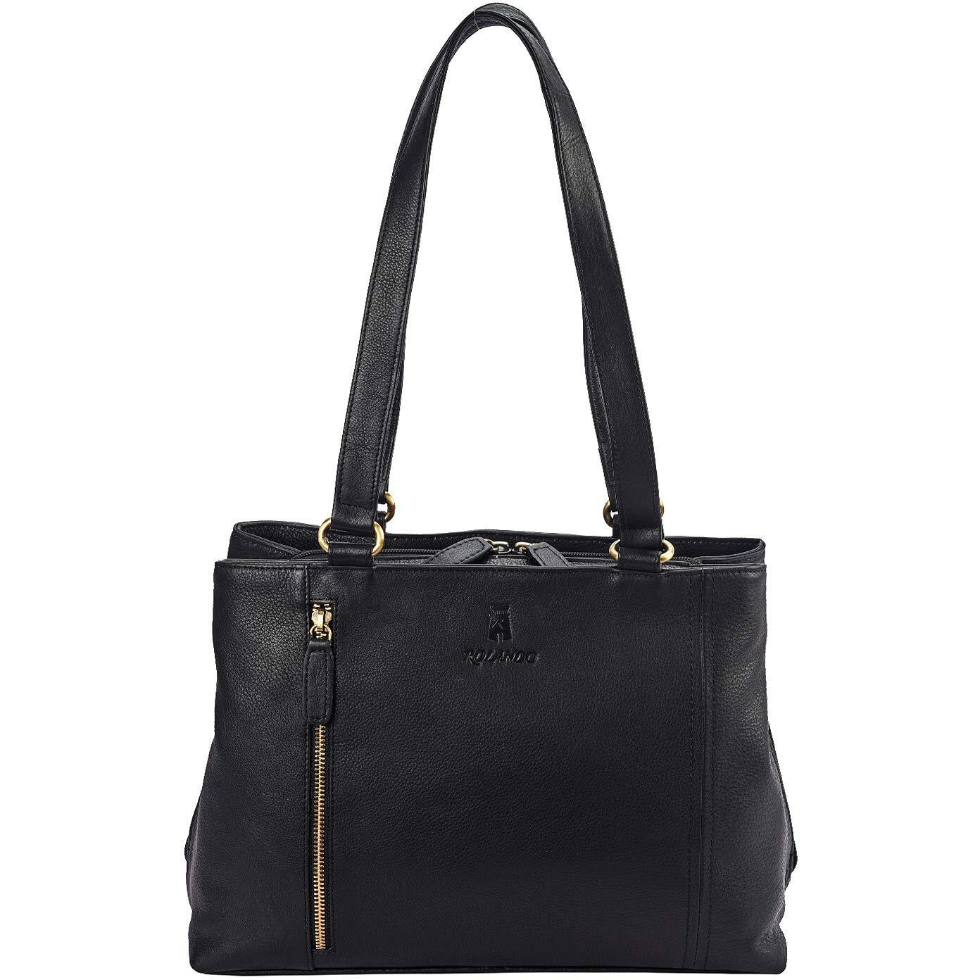 Rolando Maya Women's Top-Handle Leather Handbag (Matt Black)