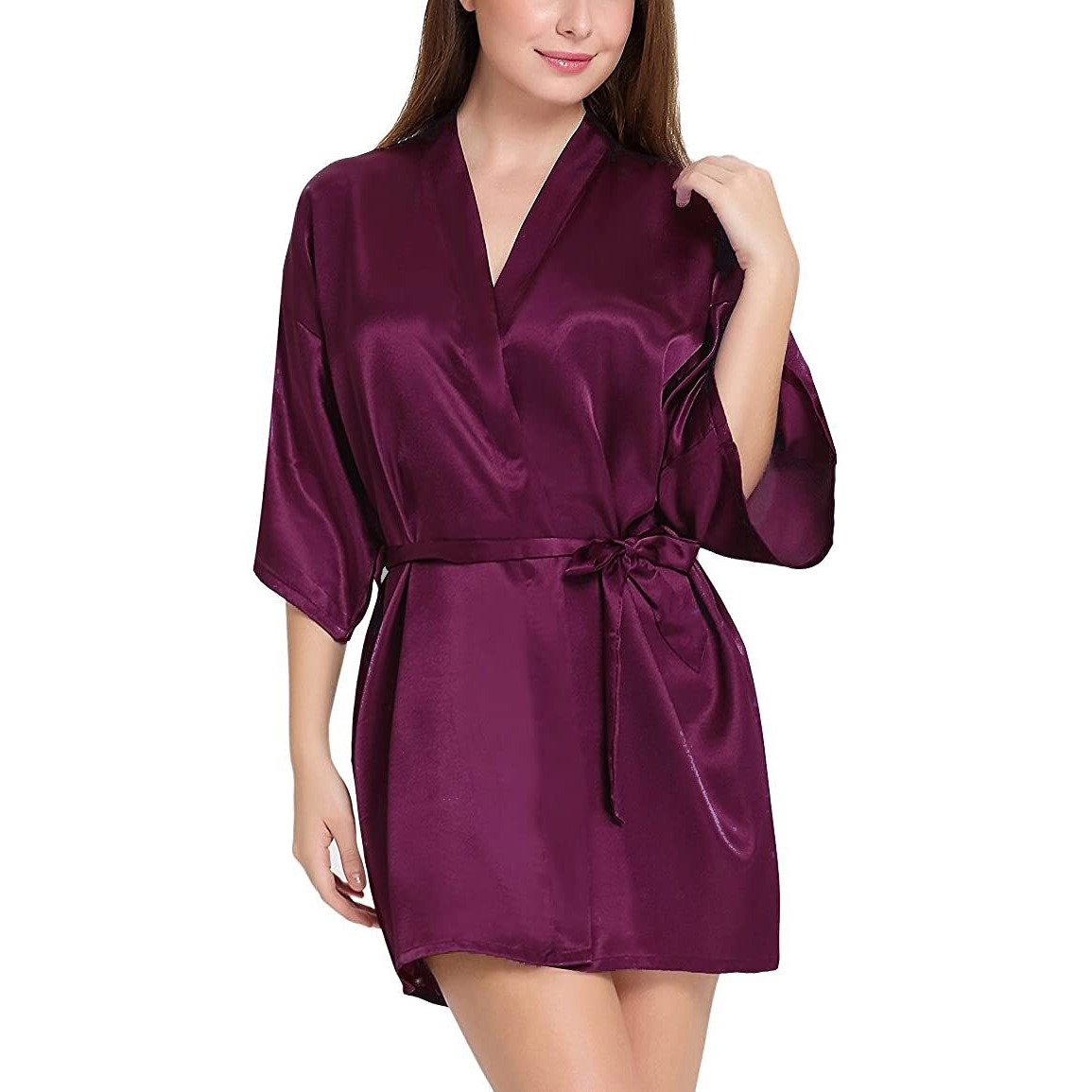 Xs And Os Women's Satin Solid Above The Knee Babydoll Dress (St_1017_Os_Purple_Free Size)