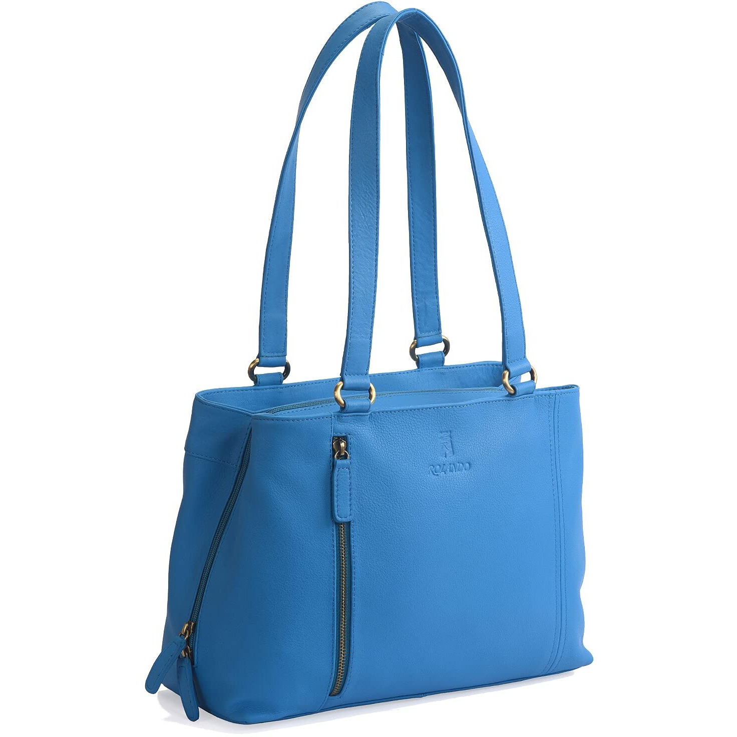 Rolando Maya Women's Top-Handle Leather Handbag (Turquoise)