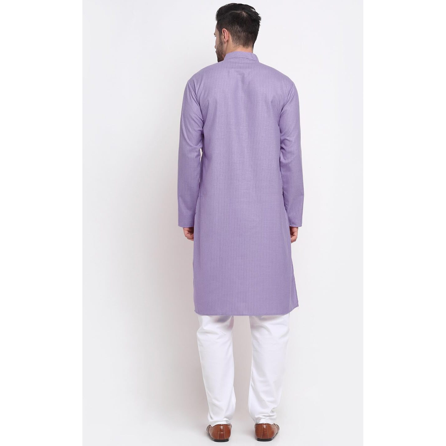 Kraft India Men Cotton Striped Purple Kurta Pyjama Set Size Small