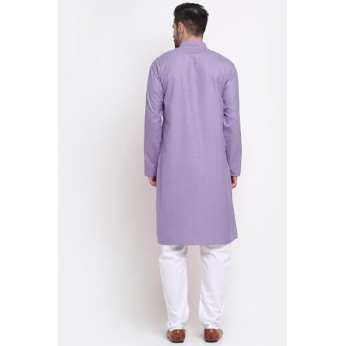 Kraft India Men Cotton Striped Purple Kurta Pyjama Set Size Medium