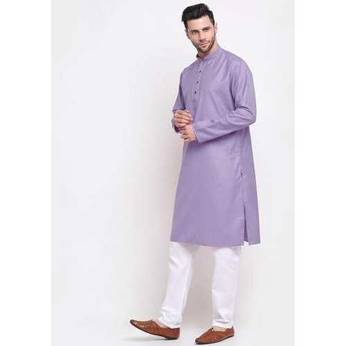 Kraft India Men Cotton Striped Purple Kurta Pyjama Set Size Medium