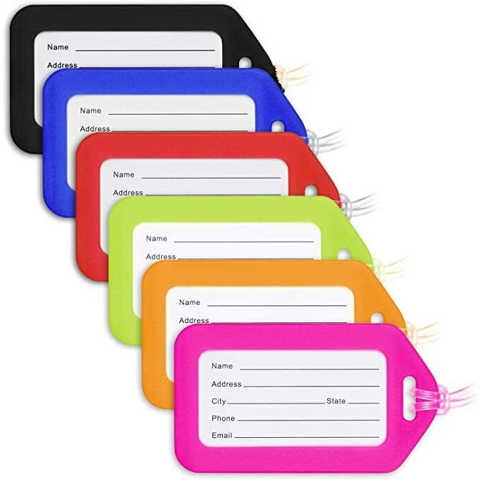 More Buy Luggage Tags, Bag Tags, Suitcase Tags For Traveling, Camping, Hiking | For Easy Identication With Silicon Band & Name Tag Label (Pack Of 6) (Multicolour - Colour May Vary)