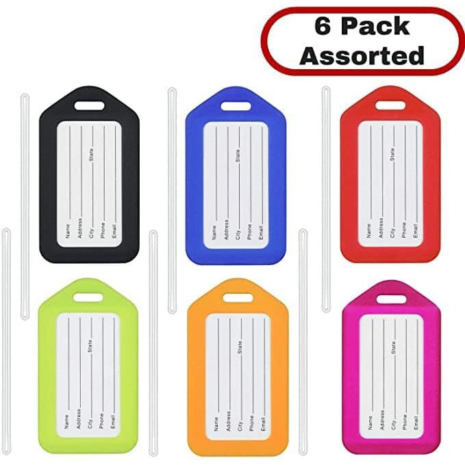 More Buy Luggage Tags, Bag Tags, Suitcase Tags For Traveling, Camping, Hiking | For Easy Identication With Silicon Band & Name Tag Label (Pack Of 6) (Multicolour - Colour May Vary)