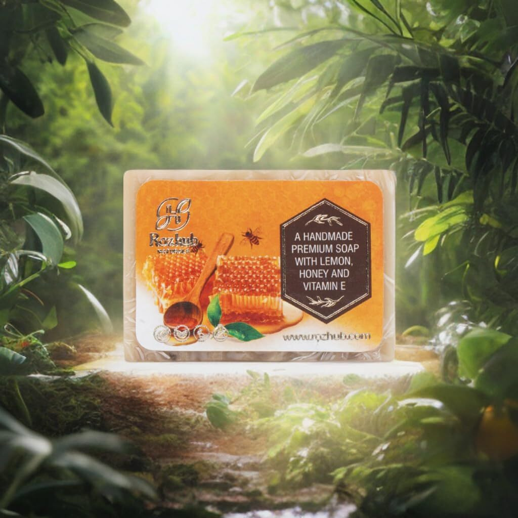 Rozhub Naturals Lemon Peel & Honey Handmade Soaps - Refreshing Citrus Fragrance - 100 Gm (Pack Of 4)