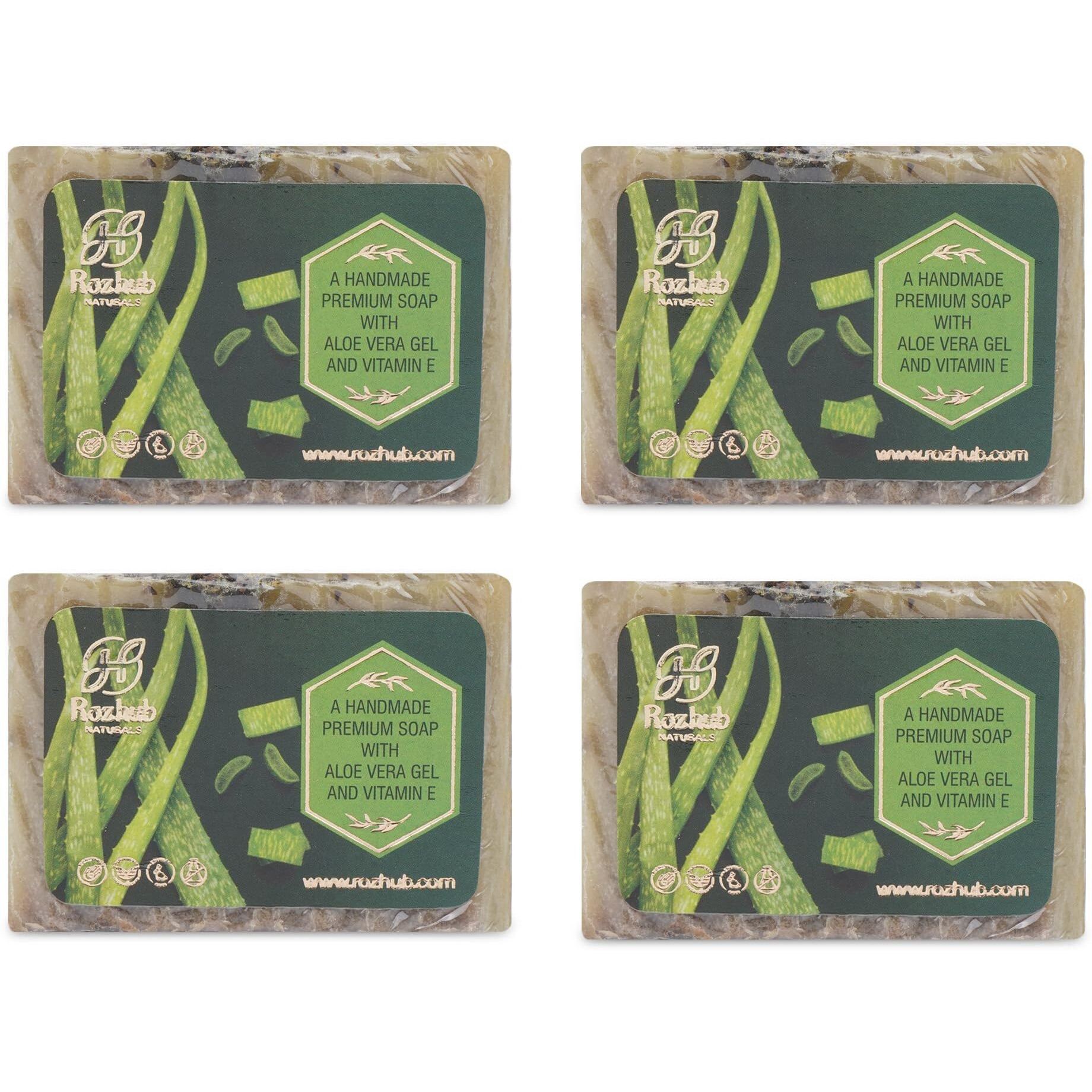 Rozhub Naturals Aloe Vera & Basil Handmade Soaps, 100 Gm (Pack Of 4)