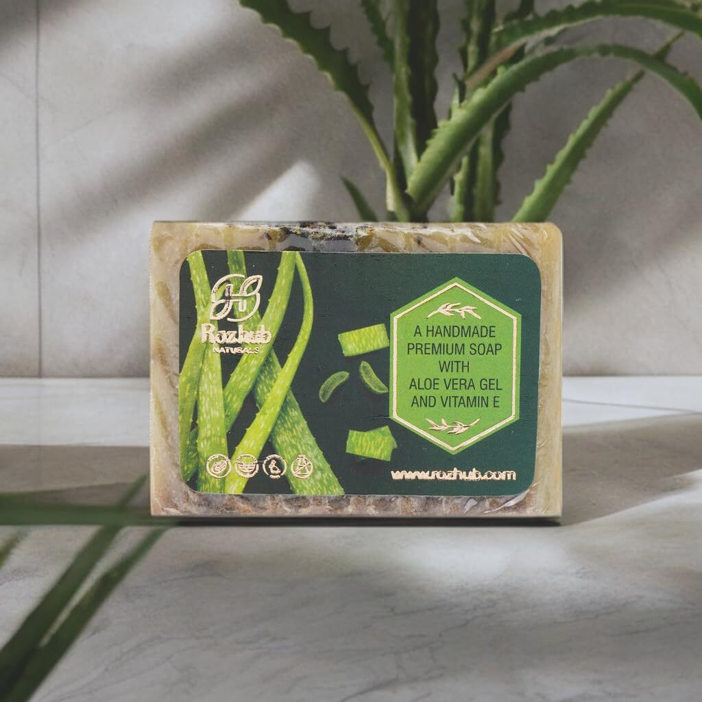 Rozhub Naturals Aloe Vera & Basil Handmade Soaps, 100 Gm (Pack Of 4)