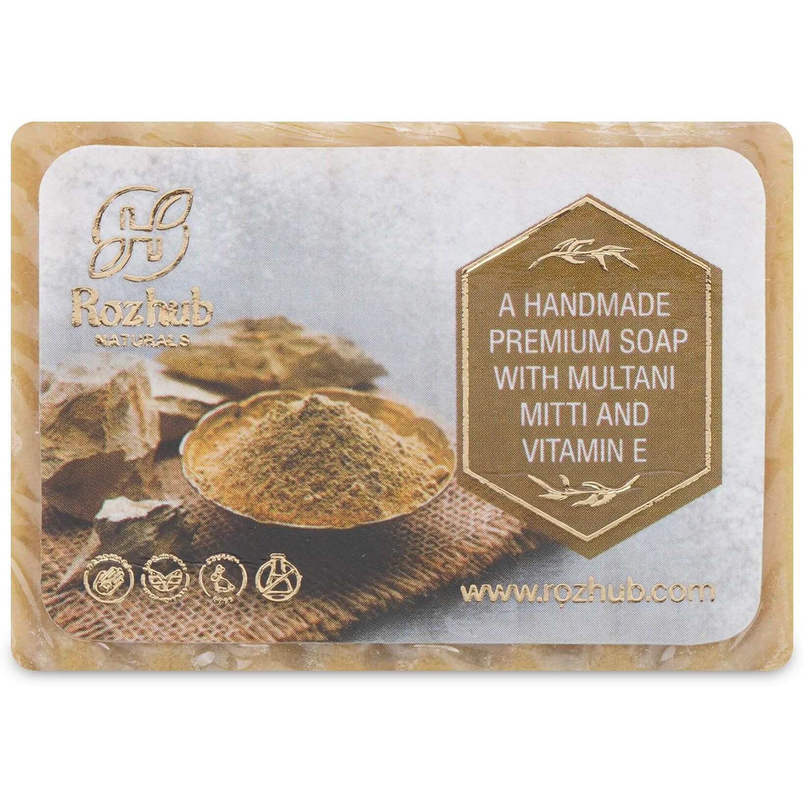 Rozhub Naturals Multani Mitti Handmade Natural Soap - Soothing And Purifying Soap For Sensitive Skin, 100 Gm (Pack Of 4)
