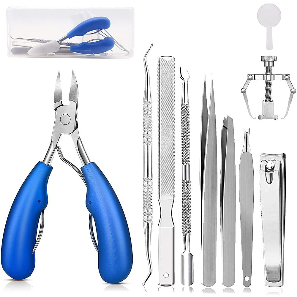 Maycreate 10Pcs Nail Cutter Toenail Toolpedicure Kit Professional Tools Toe Nail Clippers For Adult Fingernail Manicure Set,For Ingrown Toenail Treatment/Thick Nails/Normal Nails