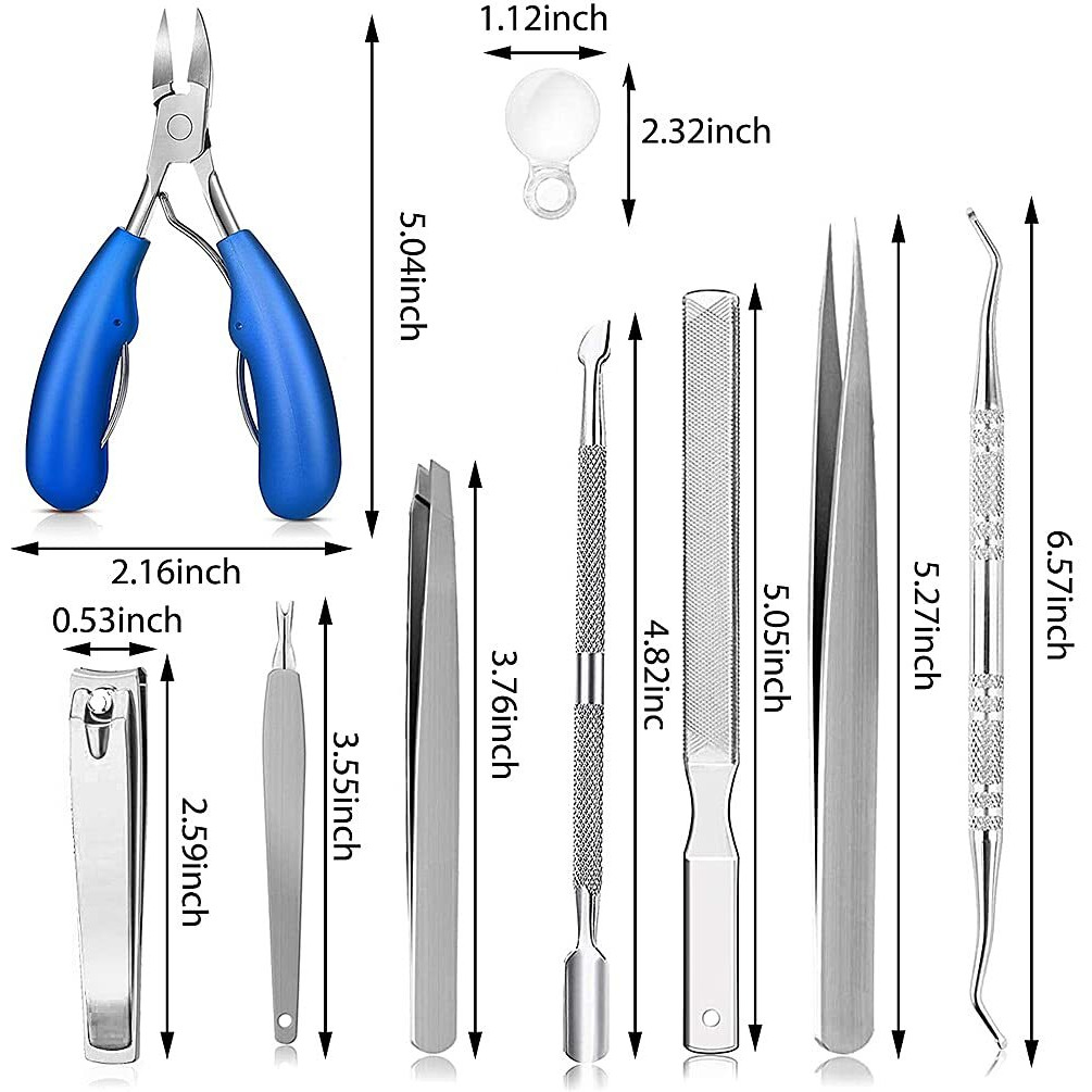 Maycreate 10Pcs Nail Cutter Toenail Toolpedicure Kit Professional Tools Toe Nail Clippers For Adult Fingernail Manicure Set,For Ingrown Toenail Treatment/Thick Nails/Normal Nails