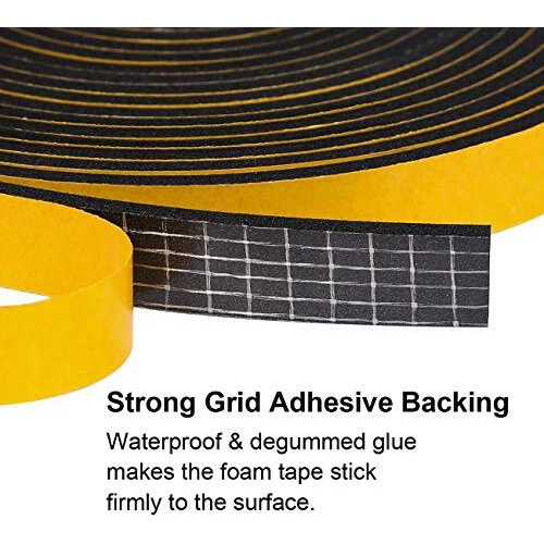 G-Charge High Density Self Adhesive(Strong Unique Grid) 'Epdm' Foam Seal Tape, Weather Stripping Doors And Window Insulation Soundproofing (1/2"(W) X 1/8"(T) X 5 Mtr.(L), 1)