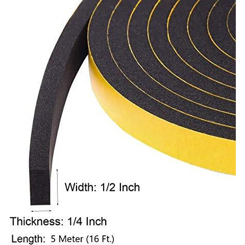G-Charge High Density Self Adhesive(Strong Unique Grid) 'Epdm' Foam Seal Tape, Weather Stripping Doors And Window Insulation Soundproofing (1/2"(W) X 1/4"(T) X 5 Mtr.(L), 1)