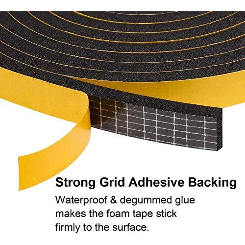 G-Charge High Density Self Adhesive(Strong Unique Grid) 'Epdm' Foam Seal Tape, Weather Stripping Doors And Window Insulation Soundproofing (1/2"(W) X 1/4"(T) X 5 Mtr.(L), 1)