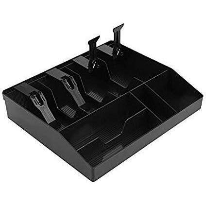 Homava Cash Register Box 4 Cash And 4 Coin Compartment, Cashier Coin Drawer Box,31.8 X 6 X 27.5 Cm, Black