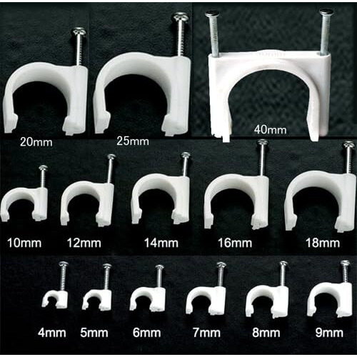Combo 4Mm, 6Mm, 10Mm, 300 Pcs Circle Cable Clips With Metal Nails