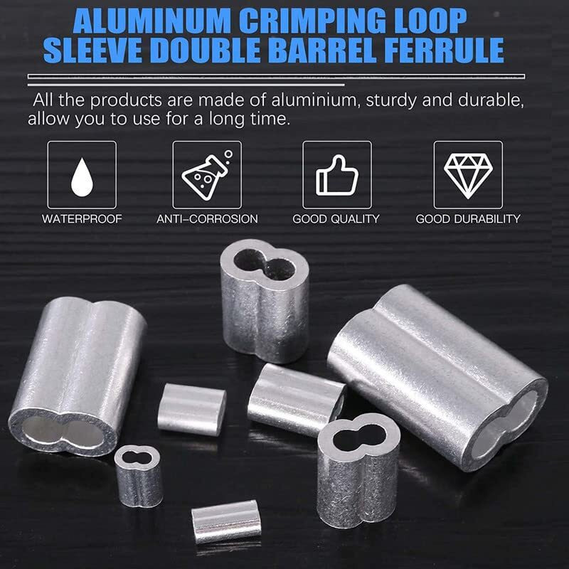 Diy Crafts 4Mm, Nickel Silver, 24, Aluminum Crimping Loop Sleeve Wire Rope Sleeves Double Barrel Ferrule Galvanized Finish For Wire (4Mm, Nickel Silver, 24)