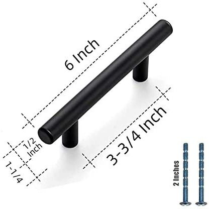 Store 2508 Stainless Steel Cabinet Handles Pull Handle 6 Inches (Matte Black Pack Of 24)