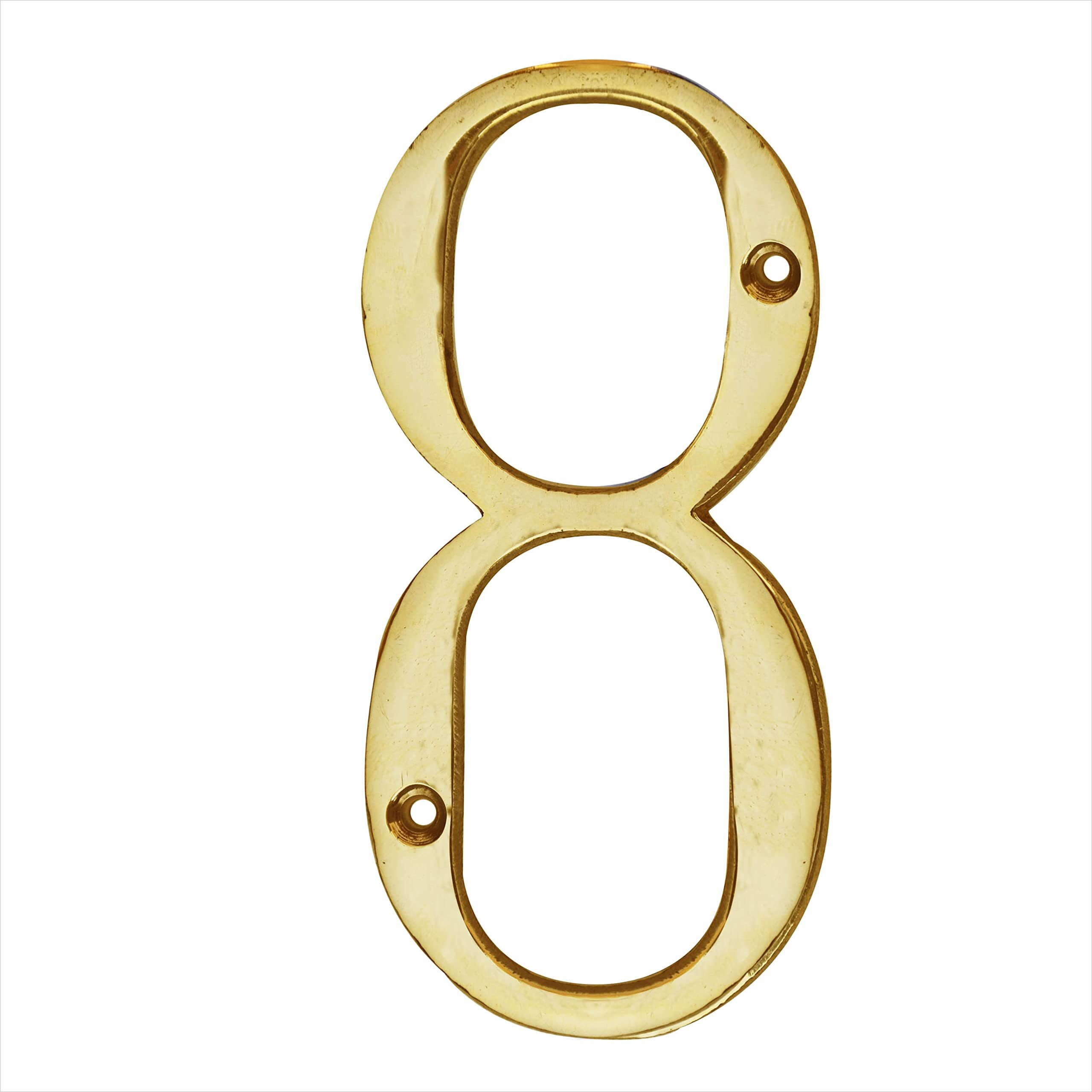 Pure Source India Brass House Hotel Door Number 4 Inch - No 8 (Eight - 1 Piece)