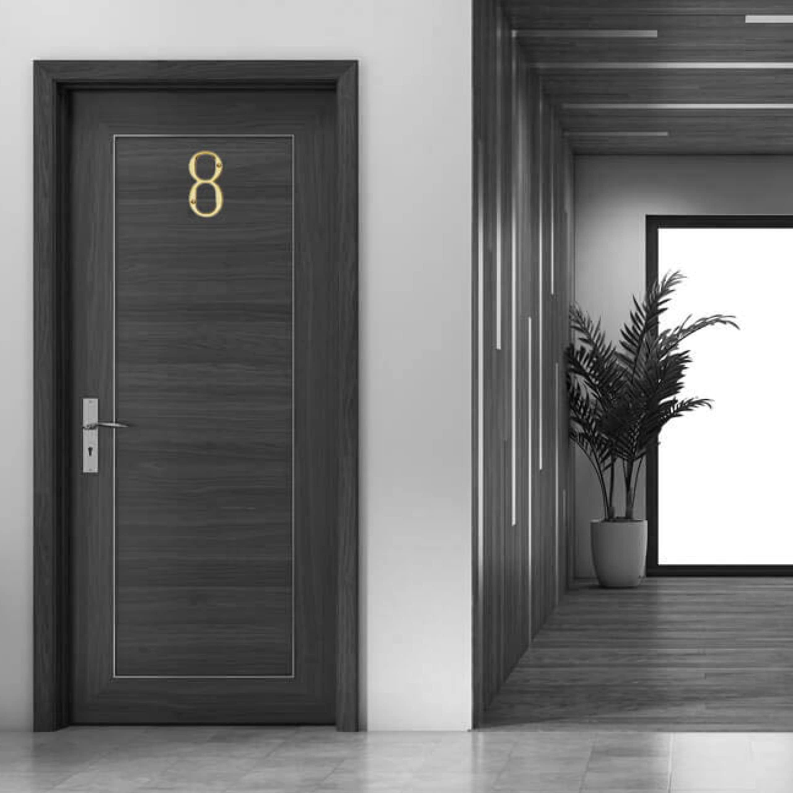 Pure Source India Brass House Hotel Door Number 4 Inch - No 8 (Eight - 1 Piece)