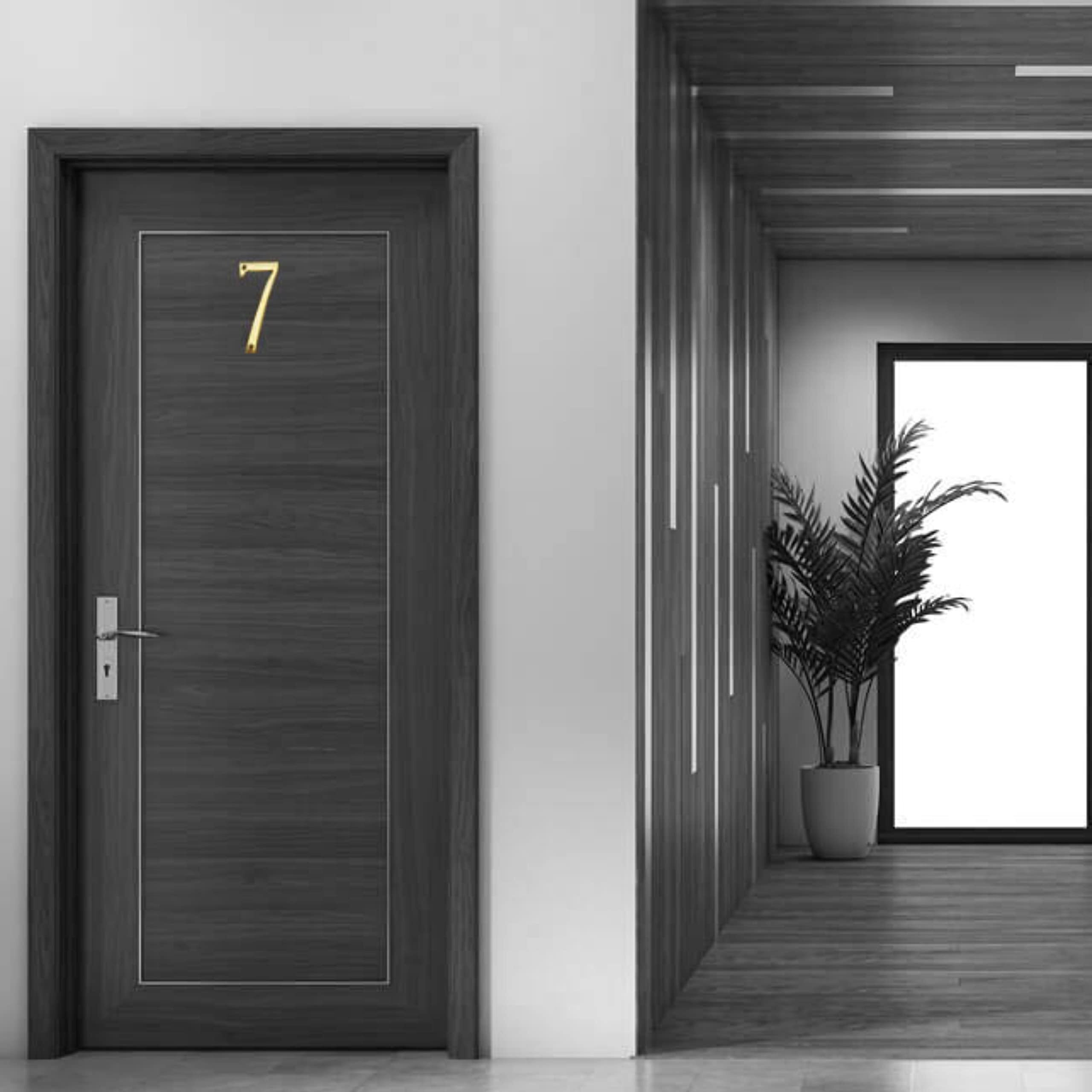 Pure Source India Brass House Hotel Door Number 4 Inch - No 7 (Seven - 1 Piece)