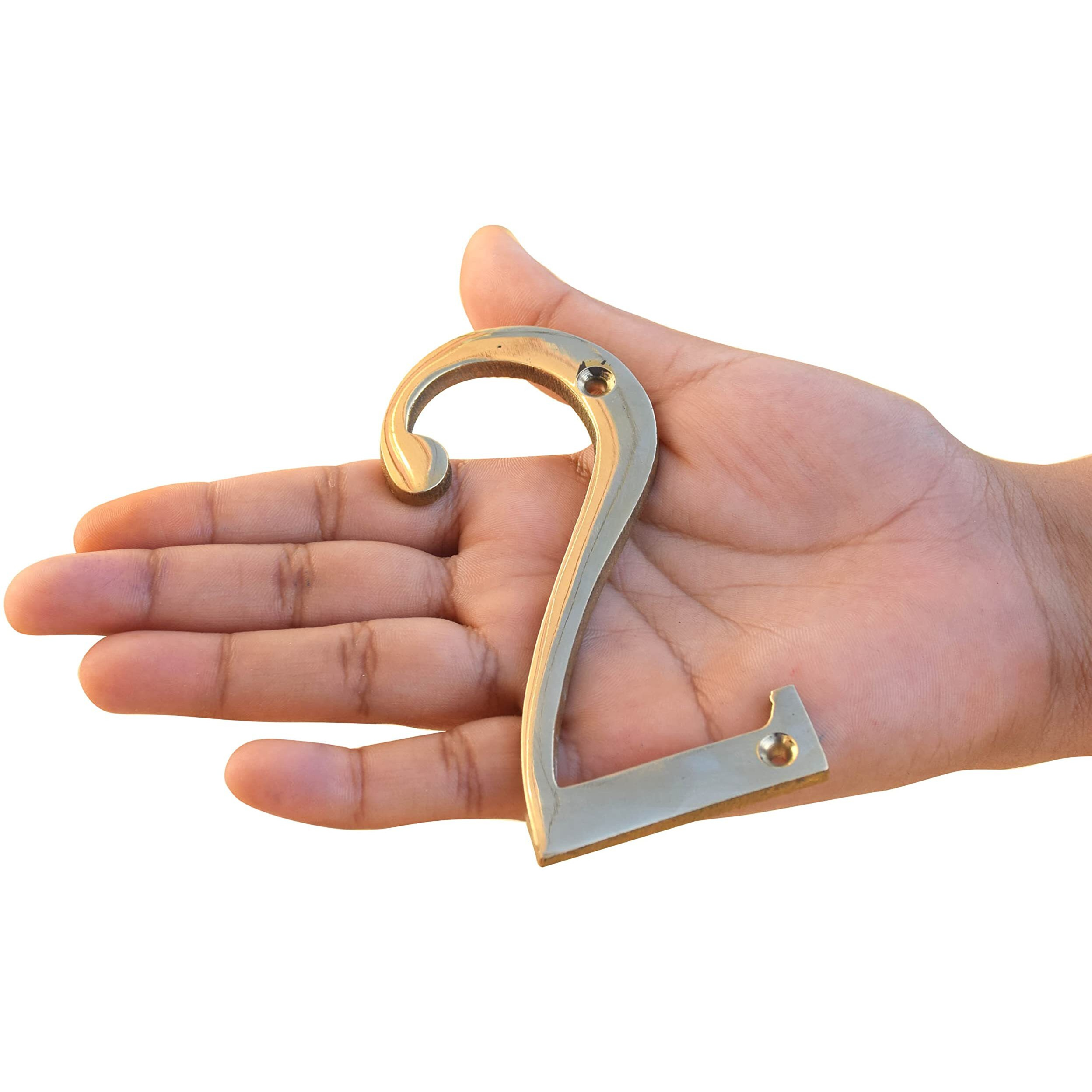 Pure Source India Brass House Hotel Door Number 4 Inch - No 2 (Two - 1 Piece)